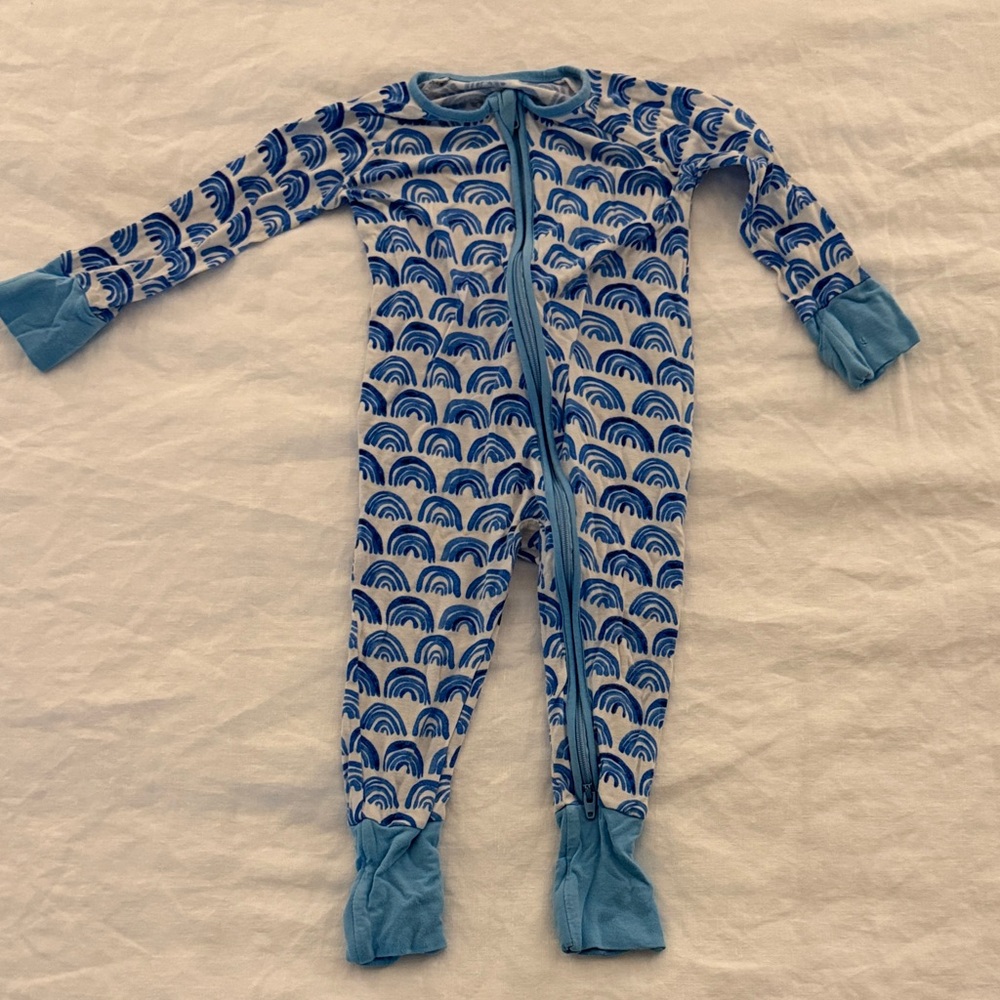 Little Sleepies Light Blue Rainbow Zip Footed One-Piece